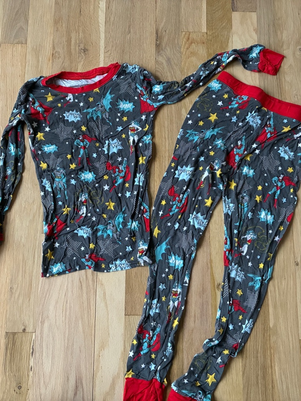 Little Sleepies Justice League Superheroes Pajama Set with Red Trim